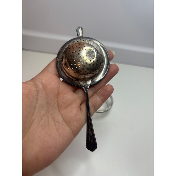 Hallmarked Watson Sterling Silver Tea Strainer WITH Drip Tray - Picture 4 of 12